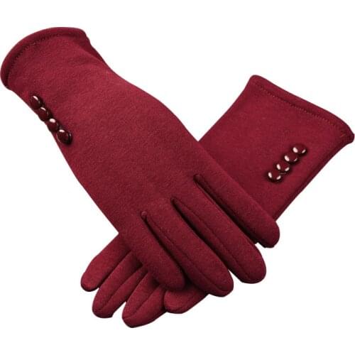 Women Autumn Winter Keep Warm Touch Screen Plus Velvet Inside Cycling Windproof Elasticity Gloves Female Simple Style Soft Thick