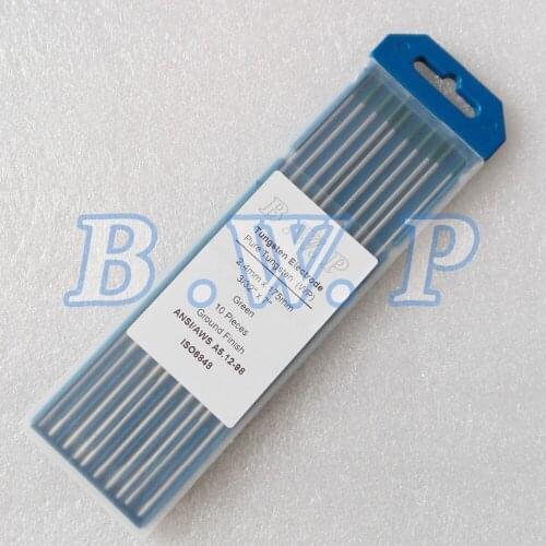 10PK Argon Gas Shield AC TIG Welding Electrode Welder Rod WP Pure Tungsten 3/32"/7" 2.4mmx175mm Green Tip