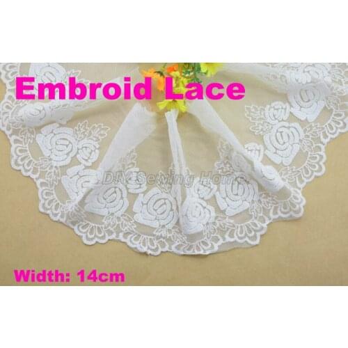 14cm width Cotton embroid lace sewing ribbon guipure trim or fabric warp knitting DIY Garment Accessories free shipping#3346