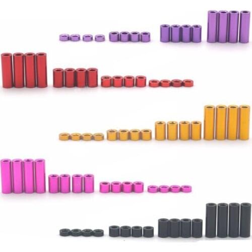 16Pcs Aluminum Spacers 1.5mm 3mm 6mm 12mm Screw/Guide Roller Standoffs Spare Parts For Tamiya Mini 4WD Car Models