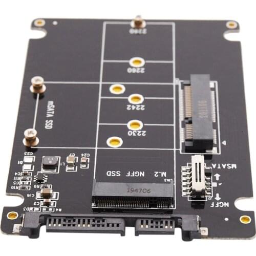 2 in 1 NGFF M.2 B+M Key Mini PCI-E or mSATA SSD to SATA III Adapter Card for full msata SSD/ 2230/2242/2260/22x80 M2
