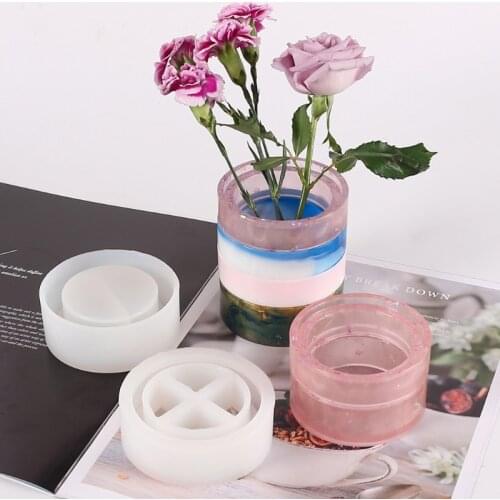 3 Pcs Round Storage Box Epoxy Resin Mold Flower Pot Silicone Mould DIY Crafts Decorations Making Jewelry Casting