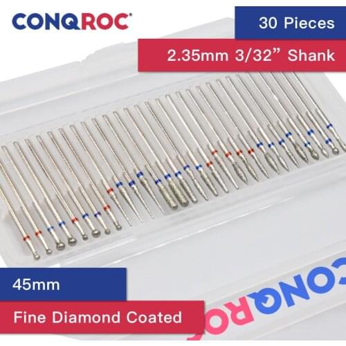 30 Pieces Diamond Drill Bit Set Nail Drill Bit Kit 2.35mm 3/32-inch Straight Shank Electric Mini Drill Accessories for Dremel