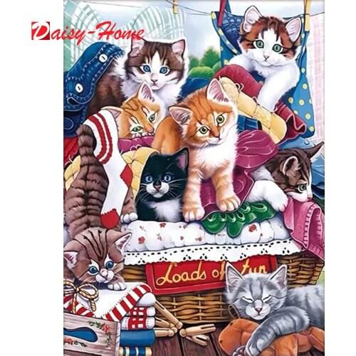 5D Diamond Painting Full Square Cat Rhinestones Pictures Animals Cross Stitch Kit Sale Cartoon Beadwork Embroidery Mosaic Mural