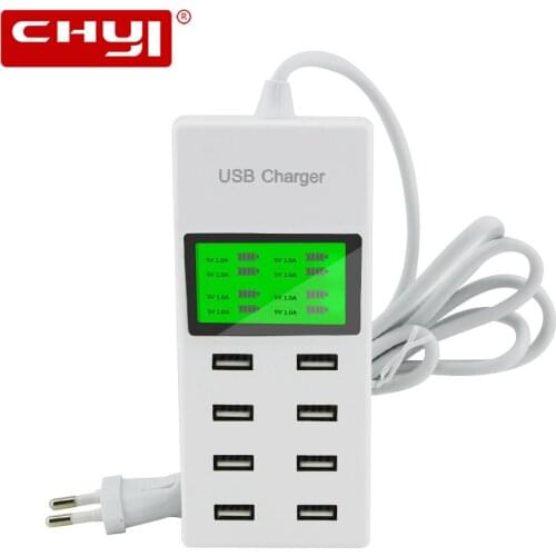 8 USB Ports US EU Multi Charger with Lcd Screen Smart Charger For oneplus 5 3 3t Huawei P10 MI 6 LG G6 S8 S8 Plus Phone
