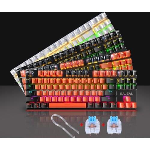 87 Keys Wired Mechanical Keyboard Anti-ghosting LED Backlit for Home Office Typists