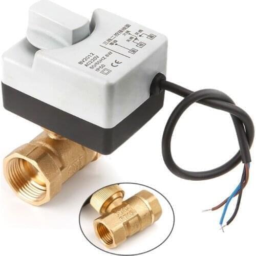 AC220V DN15 DN20 DN25 DN32 DN40 DN50 2 Way 3 Wires Brass Motorized Ball Valve Electric Actuato With Manual Switch