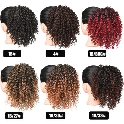 12inch Afro Kinky Curly Drawstring Ponytail African American Short Wrap Synthetic clip in Ponytail Hair Extensions