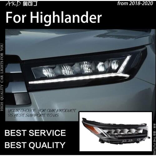 AKD Car Styling Head Lamp for Highlander Headlights 2018-2020 New Kluger LED Headlight DRL Animation Blue Auto Accessories