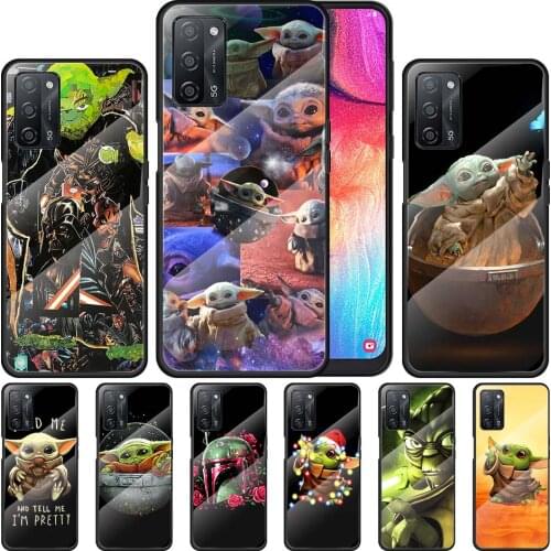 The Baby Yoda for OPPO Realme 7i 7 6 5 Pro C3 XT A9 2020 A52 Find X2Lite Luxury Tempered Glass Phone Case Cover