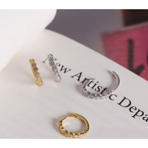 Zircon Earrings S925 Silver color Earrings Mini Ladies Small Circle Earrings To Send Girlfriends Beautiful Jewelry