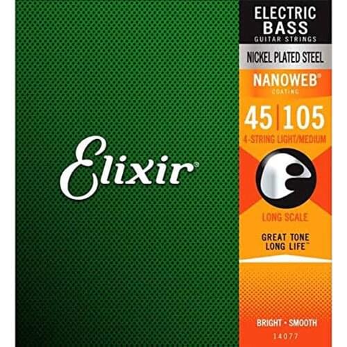 Elixir Nanoweb Coating Great Tone Long Life 4 Strings 14077 5 Strings 14777 Electric Bass Strings