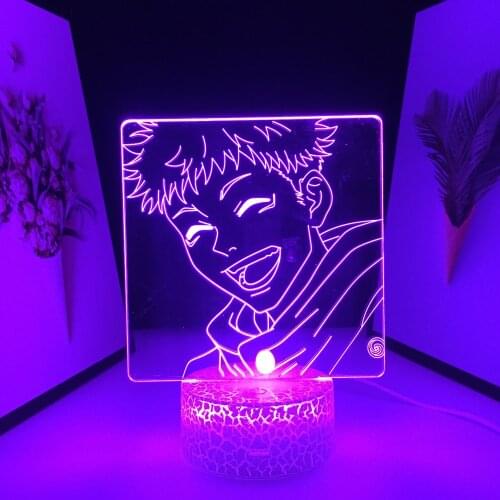 Jujutsu Kaisen Anime Itadori Yuji Figure 3D Night Light LED Lamp for Bedroom Decoration Birthday Gift Manga Table Light