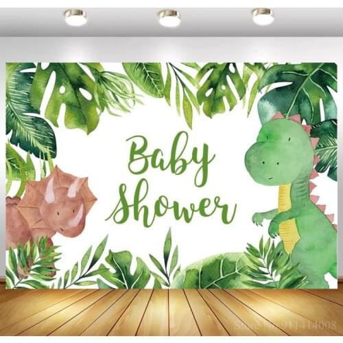 Jungle Party Photography Backdrops Tropical Forest Green Leaves Dinosaur Baby Shower Photo Backgrounds Birthday Photozone