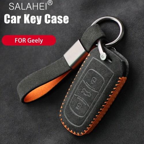 Leather Car Key Case Cover For Geely Azkarra FY11 Atlas Boyue NL3 EX7 Emgrand EC7 GX7 EC715-RV EC718 SUV GT GE SC6 Borui Coolray