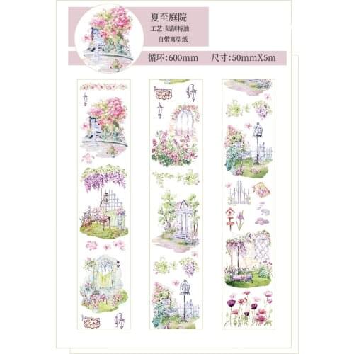 Summer Flower Garden Washi Tapes Bullet Journal Masking Tape Adhesive Tape DIY Scrapbooking Decorative Washi Stickers