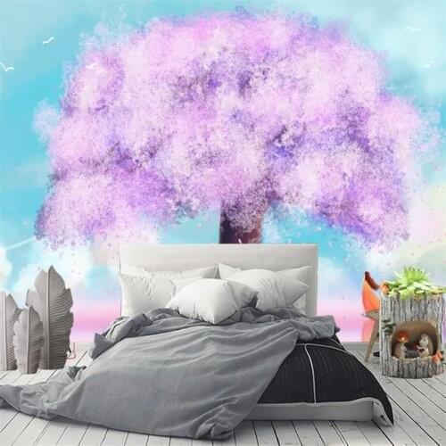 Milofi custom 3D wallpaper mural hand-painted watercolor flowers cherry blossom living room bedroom background wall decoration w