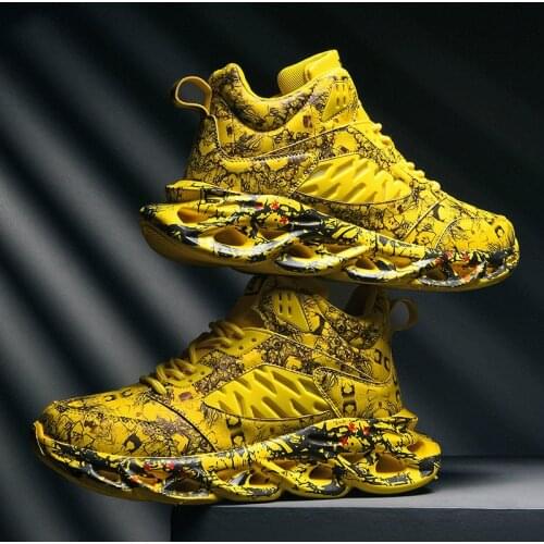 Men Leather Sneakers Running Shoes Fashion Men Graffiti Sneakers Comfortable Shoes Male Outdoor Walking Footwear Light Jogging