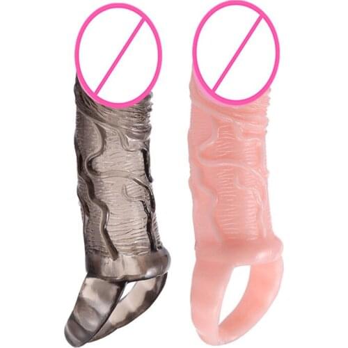 Male Silicone Dildo Penis Extension Enlargement Stimulation Reusable Condom for Men Penis Sleeves Adult Sex Products Toys