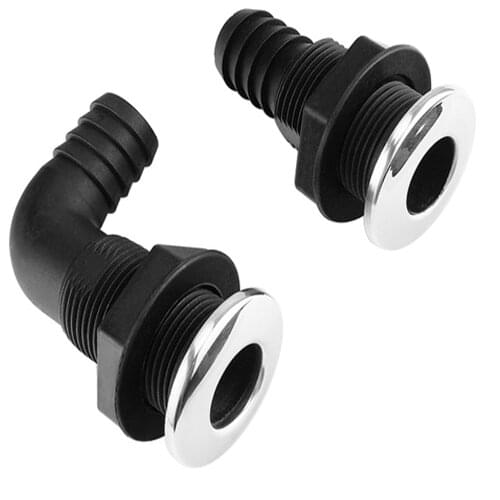 Nylon Plastic Thru Hull Bilge Fitting With Stainless steel Rim Bilge Pump Aerator Hose Boat Marine Yacht Sail RV Accessories