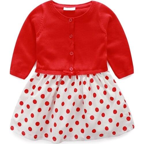 Vestidos de bebes baby girl dress Red Knit Long Sleeve Dress Princess Girls Clothing
