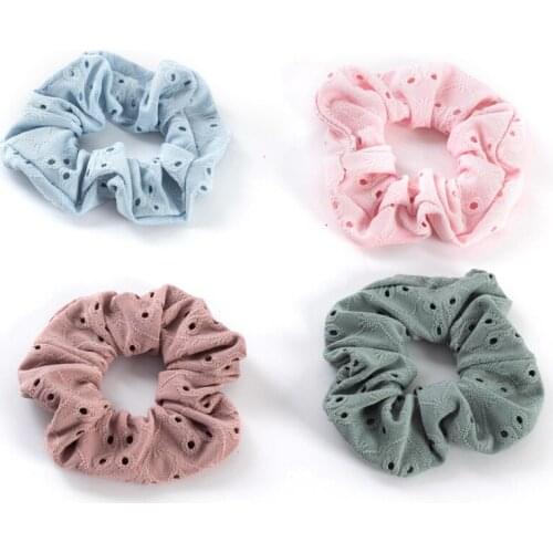 Geebro Solid Colors Hollow Design Scrunchie For Women Girls Elastic Hair Bands Ponytail Holder Headband Accessories