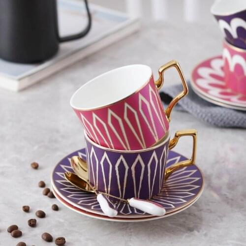 Luxuryceramiccoffeecupteacup Kung Futea Set Palace Wind with Spoon Cup and Saucer Couple High-end Afternoon Tea Cup Gift Box Cup