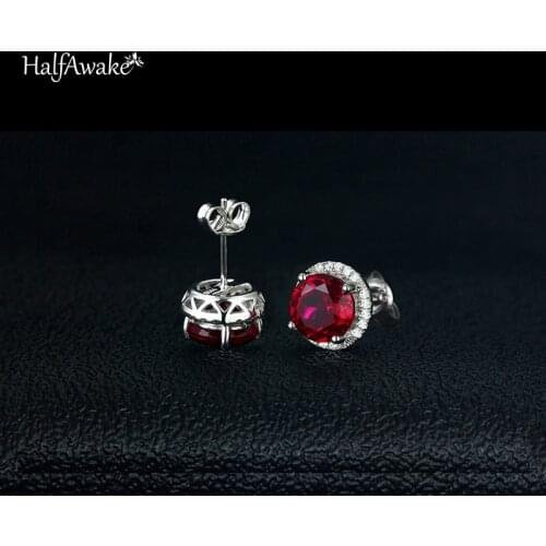 Luxury Ruby Semi Precious Stud Earrings For Women 925 Sterling Silver Korean Vintage Earrings 2021 Trend Womens Gift Jewelry