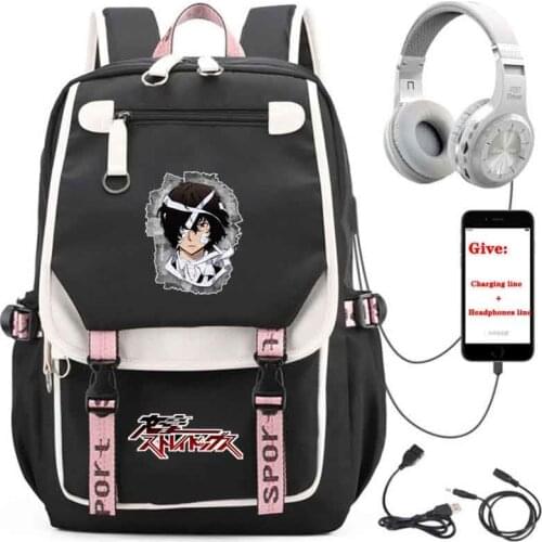 Anime Bungo Stray Dogs backpack Unisex Travel Backpack student School book Bag USB Charging teenagers Laptop packsack