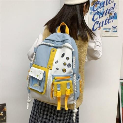 Korean Style Backpacks For Women Sweet Kawaii Large Capacity Students Bag Preppy Fashion Nylon Waterproof Backpack Travel Bags