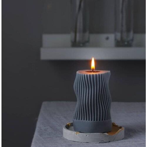 Candle Silicone Mold Irregular Stripe Design Columnar Candle Mold Handmade Aroma Candle Production