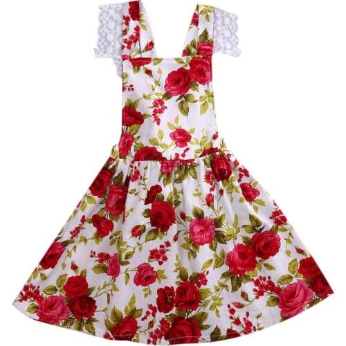 Cute Infant Baby Floral Clothes Toddler Kids Girls Lace Flower Dress Party Sleeveless Dresses Casual Beach Dresses