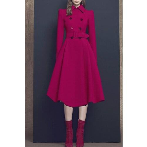 Special for Live Broadcast Rose Red Baby Collar Western Style Age Reducing Woolen Coat Double Breasted Waistcoat Winter 2021