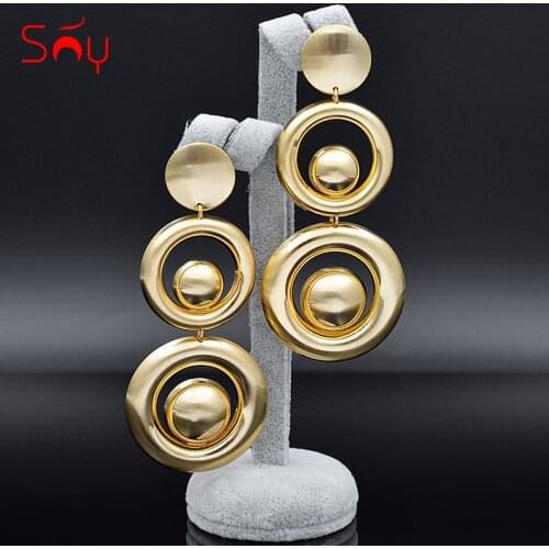 Sunny Jewelry Romantic Jewelry Round Moon Earrings Long Drop Dangle Earrings For Women Girls For Engagement Jewelry Findings