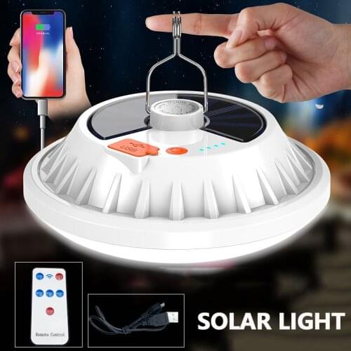 USB Rechargeable LED Bulb Lamp Remote Control Solar Charge Lantern Portable Emergency Night Market Light Outdoor Camping Home