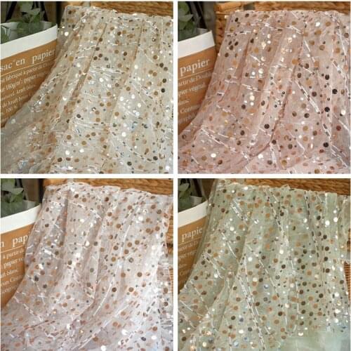 High-Grade Soft Mesh Sequin Embroidered Lace Fabric For Sewing Clothes Needlework Tablecloth