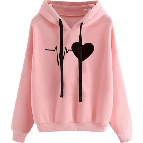 Womens Sweatshirts and Hoodies Ladies Hooded Love Print Casual Pullover Girls Long Sleeve Striped Plus Size Streetwear Spring