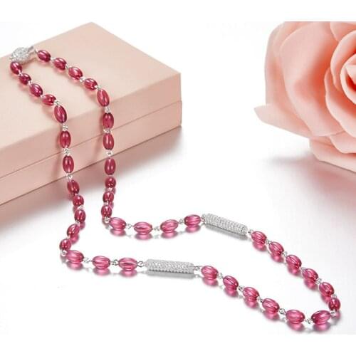 SLJELY Fine Designer 925 Sterling Silver Zircon Candy Necklace Blue Green Red Gems Strand necklace for Women Fashion Jewelry