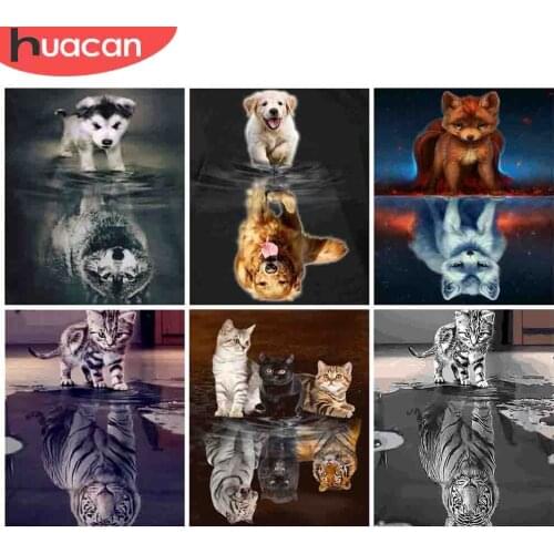 HUACAN Painting By Number Cat Drawing On Canvas Hand Painted Paintings Abstract Art DIY Pictures By Numbers Animal Home Decor