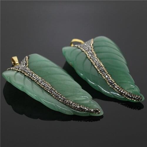 1PC 2016 New Design Trendy Jewelry Leaf Shape Pendant Paved Rhinestone Charms Female Pendant