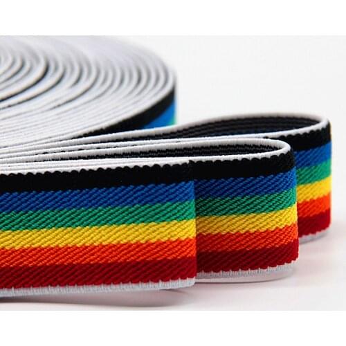 2.5cm Rainbow High Elastic Bands Rope Rubber Nylon Elastic Waistband Webbing Garment Trousers Sewing Accessories 1meter