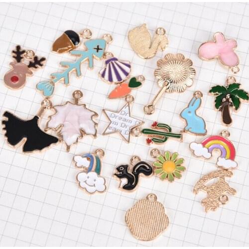 20pcs Bulk Lots Mixed tree Rainbow fish Squirrel Enamel Charms Pendant DIY Jewelry Making Findings