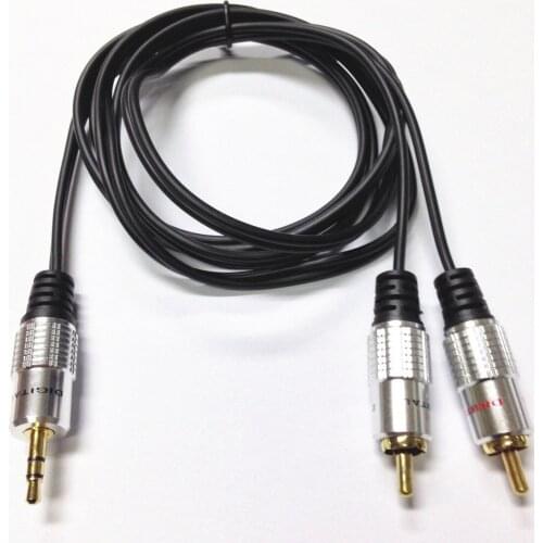 5M 24K Gold Cable Lead OFC PURE 3.5mm Stereo Audio Jack to 2 RCA Twin Phono Plug