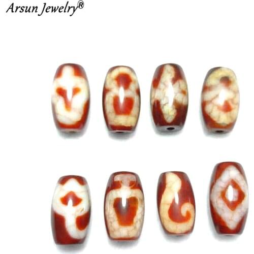 6Pcs/lot,11*20mm Old Red Agate Beads,Incense Worship Type Many Kinds Of Totem Patterns DZI Beads,High-end Amulet Jewelry DIY