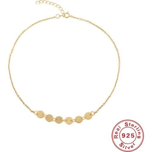 Aide 925 Sterling Silver Gold Wafer String Bracelets Simple Personality Design Cute Discs Bracelet For Women Girls Fine Jewelry