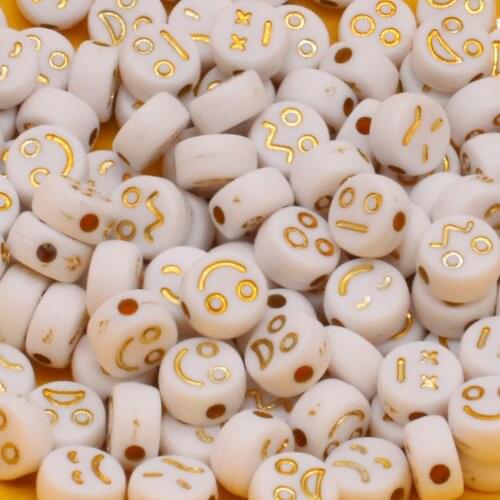 100pcs 4x7mm Facial Expression Acrylic Beads DIY Bracelets Necklaces Earrings Jewelry Making