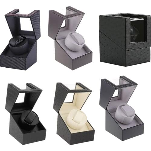 Mini Battery Powered Automatic Watch Winder with Quiet Motor Jewelry Storage PU Leather for Mechanical Watch Wristwatch Lady Man