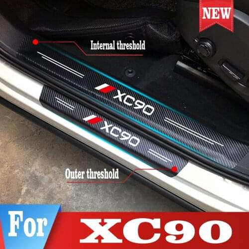 Car Scuff Plate Door Threshold Sill Stickers For Volvo XC90 Auto Car Door Sill Cover Panel Step Protector Accessories