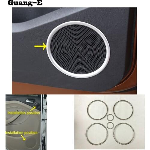 Car Door Trim Stereo Circle Inner Audio Speak Frame Ring Vent HIFI Kits Stick 6/4pcs For Ford Kuga Escape 2013 2014 2015 2016