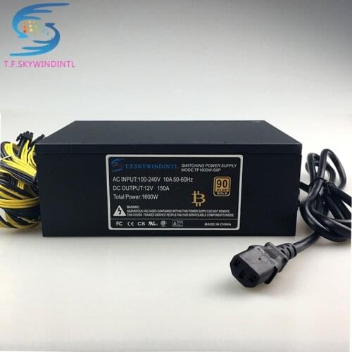 Free ship 1600W psu for antminer s9 S7 A6 A7 S7 S9 L3 L3+ BTC miner machine server pc power supply for bitcoin miner power cable